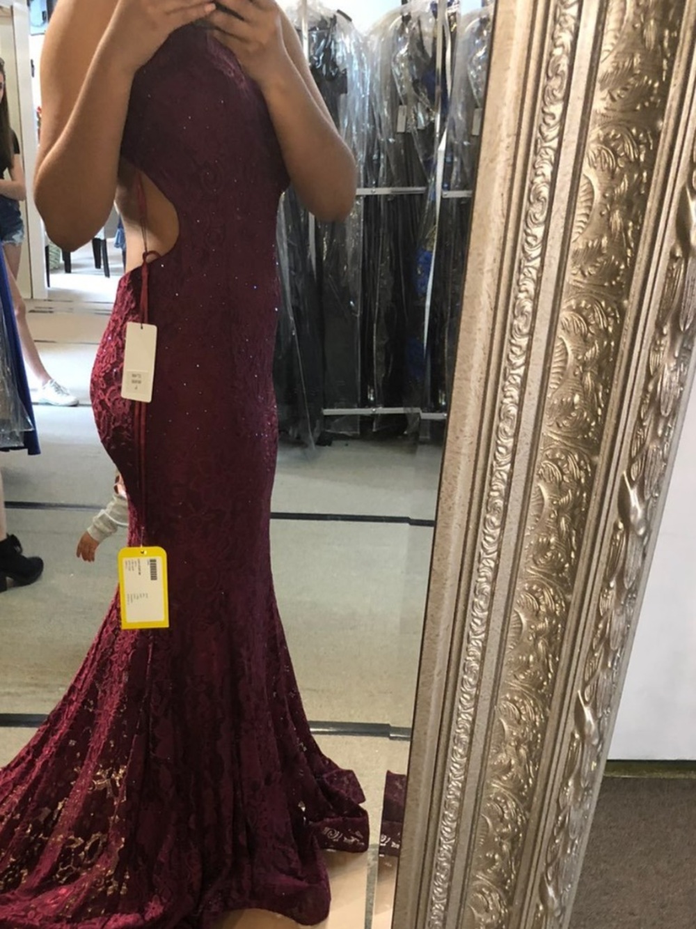 Burgundy Lace Mermaid Evening Gown